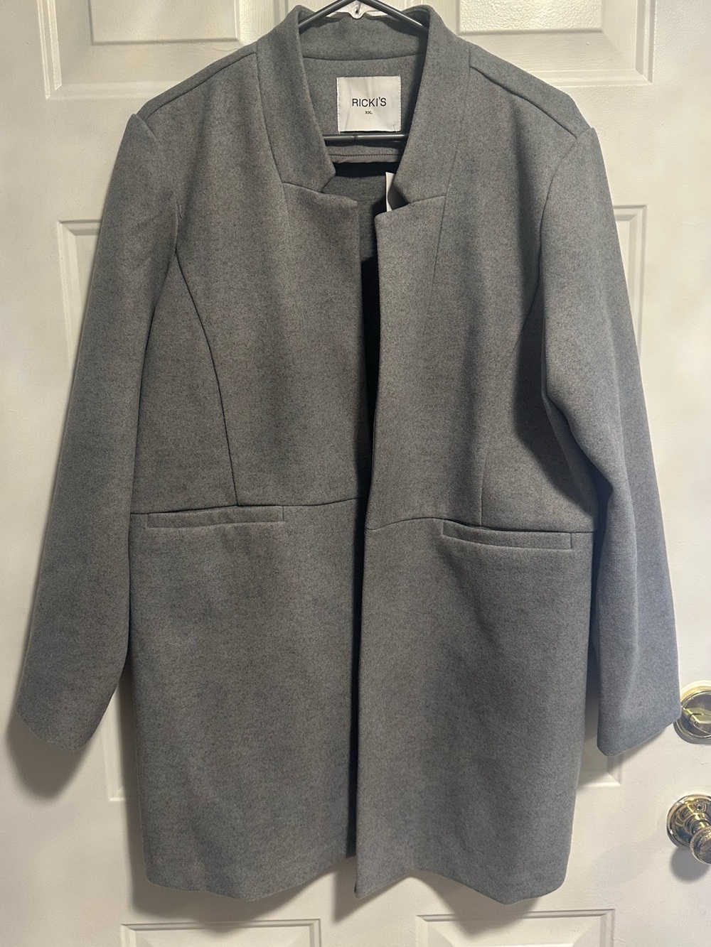 Ricki's Women's Gray Collarless Open-Front Coat